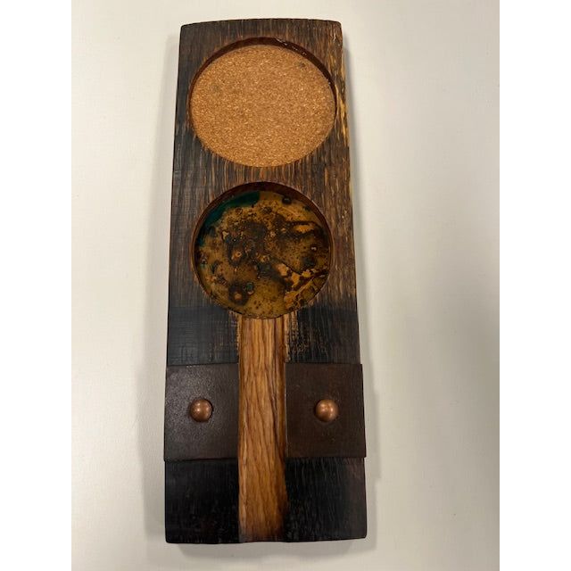 Cigar holder with copper patina ashtray and Rocks Glass Coaster